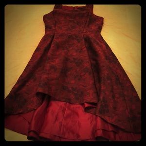 Crimson and Black Roses High Low Formal Dress 🌹